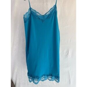 Grane Blue Lace Boarder Lined Spaghetti Strap Tank Top Y2K 2000s XL